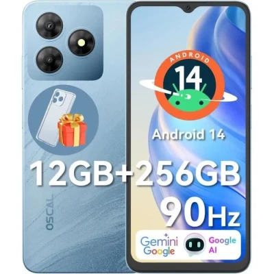 Image de OSCAL Flat 2 Smartphone Android 14, 12GB+256GB/TF 2To, 90Hz 6,56&quot; IPS HD+ Écran, Telephone Portable Pas Cher 5000mAh, AI Caméras 13MP, Dual SIM/Face ID/GPS/2Ans De Garantie Bleu