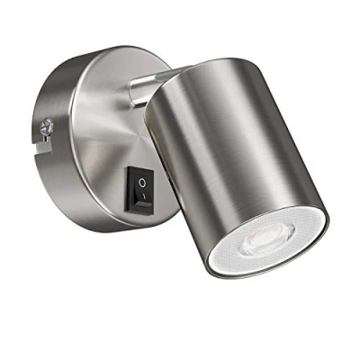 Image de ledscom.de Spot mural WAIKA, à une flamme, avec interrupteur, GU10, chrome mat, ampoule LED GU10 incluse (blanc chaud, 5,473W, 468lm, 30)
