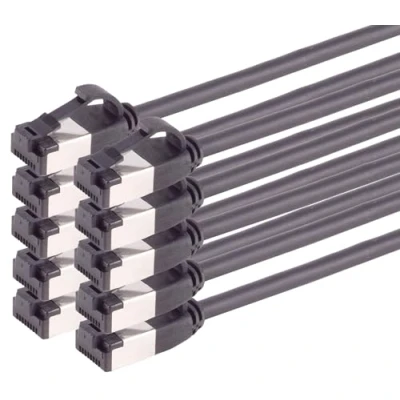Image de 1 m Câble réseau Cat 8.1 (10 pièces) Ethernet 8 avec prise RJ45 fin et taux de transfert 40 Gbit/s Noir 1,0