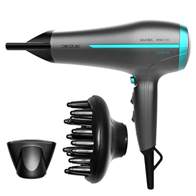 Image de Cecotec Bamba IoniCare 5200 Aura Sèche Cheveux ionique (2 300 W de Puissance, Moteur DC, avec ION réel, Grand débit d&#039;air, 2 Vitesses et 3 températures, câble 1,8 m) Noir