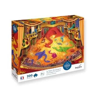 Image de Calypto 3907402 Puzzle Motif : trésor, 200 pièces, avec Surface veloutée, pour Enfants à partir de 7 Ans, Contes fées, Fantaisie, Dragon