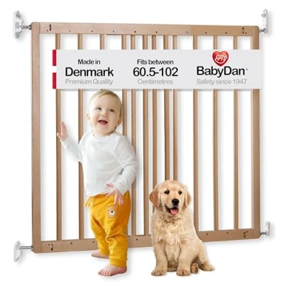 Image de BabyDan Multidan Barrière de sécurité extensible en bois hêtre, 60,5 à 102 cm, visser