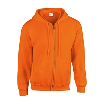 Image de Gildan Sweat à Capuche zippé pour Adulte Maillot de survêtement, Orange Fluo (Safety Orange), M Mixte