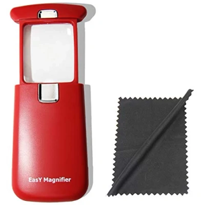 Image de EasY Magnifier Petite Loupe de Poche Lecture x3 avec Lumière LED (Red)