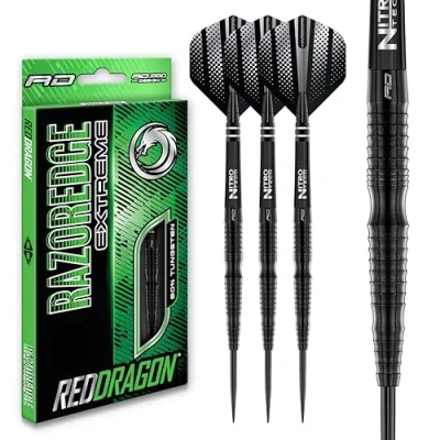 Image de RED DRAGON Razor Edge Extreme Jeu de fléchettes Professionnelles en tungstène 23 g avec ailettes et tiges