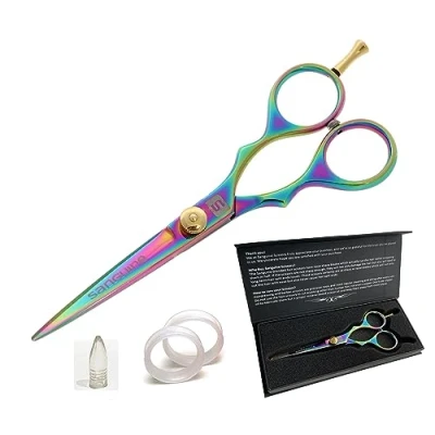 Image de Ciseaux De Coiffure Sanguine, Pour Tous Les Besoins Coupe Cheveux, Japonais Ultra Tranchants Avec Lames Convexes, Revêtement En Titane, Usage Professionnel Et Personnel + Étui