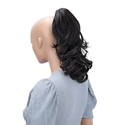 Image de CAISHA 30cm Postiche Avec Clip Papillon Natte Queue De Cheval Extensions Cheveux Volumineux Ondulé Marron Foncé H62