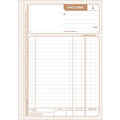 Image de Le Dauphin Réf. 1223D Lot de 5 Manifolds FACTURES papier autocopiant triplicata en 3 exemplaires (1 original et 2 copies) 50 feuilles Format 21 x 14,8 cm couverture vernie