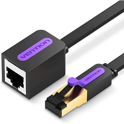 Image de Vention 2M Rallonge RJ45 Cable Ethernet CAT 7 Réseau Câble Extension Mâle à Femelle 10Gbps 600MHz, Compatible avec PC, Panneau de Brassage, TV Box, Imprimante Réseau, Modem, Switch