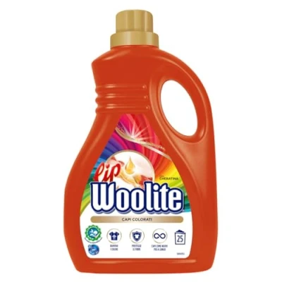 Image de Lip Woolite Lessive Lave linge vêtements colorés 25 lavages, 1 flacon de 1500 ml détergent machine à laver liquide avec kératine