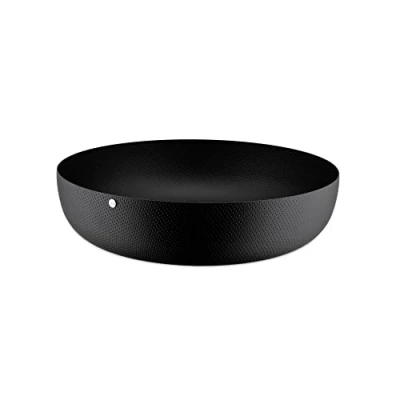 Image de Alessi Jm17/24 BT Panier Rond Design, Acier Coloré avec Résine Époxy et Décoration en Relief, Noir, 24 cm