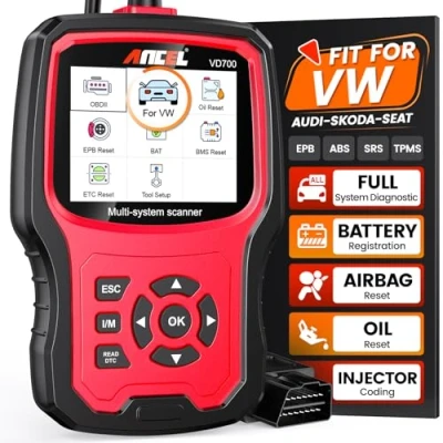 Image de ANCEL VD700 OBD2 Scanner Auto Lecteur de Code avec 8 fonctions spéciales pour Véhicules VAG Volkswagen Audi Skoda Seat Diagnostic Réinitialiser à Zéro Vidange d’Huile TPMS EPB TPS SAS Régénération FAP