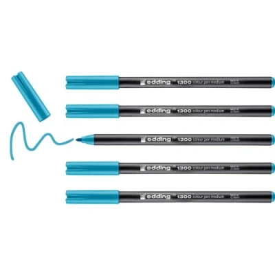 Image de edding 1300 feutre de coloriage fin pointe moyenne bleu manganèse 5 stylos ronde 2 mm pour dessiner et écrire l&#039;école, les mandalas, le doodling, bullet journals