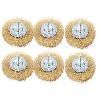 Image de 100mm 4&quot; large Brosse acier plat laiton enduits pour semoir Décapant rouille x6