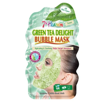 Image de 7th Heaven Bubble Tea Masque à l&#039;oxygène au thé vert et Centella Asiatica pour hydrater, apaiser aider cibler les imperfections Idéal tous types de peaux