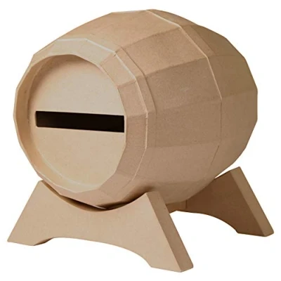 Image de Décopatch EV020C Un support en papier brun mâché 29x21x21 cm, Urne tonneau, Unitaire