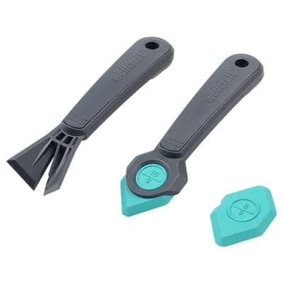 Image de wolfcraft Kit « Rénovation de joints » I 4334000 Pour enlever les anciens et lisser nouveaux en silicone acrylique, 4 pièces