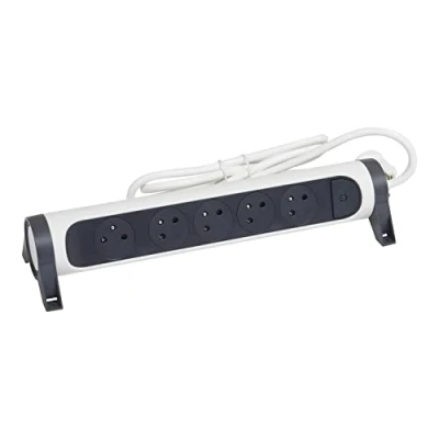 Image de LEGRAND Multiprise Rotative avec Interrupteur à Voyant LED 5 Prises Surface Terre Cordon 3m Blanc et Gris Foncé