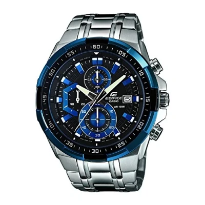 Image de Casio Montre Quartz Homme 47.00mm avec Cadran Noir analogique et Bracelet en Acier Argent EFR 539D 1A2VUEF