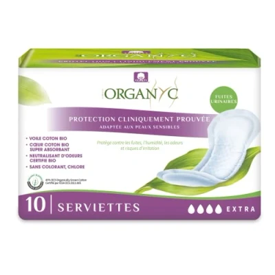 Image de Organyc Incontinence légère Serviette Extra sachet 10