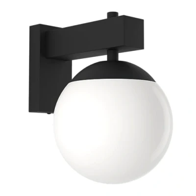 Image de Eglo Applique murale extérieure Bufalata, lampe de façade, éclairage d‘extérieur en métal noir avec boule blanc, luminaire douille E27, IP44