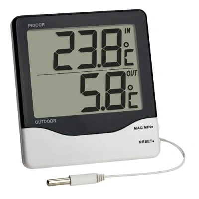 Image de TFA Dostmann 30.1011 Thermomètre numérique avec écran large et affichage température intérieure extérieure, Blanc/noir