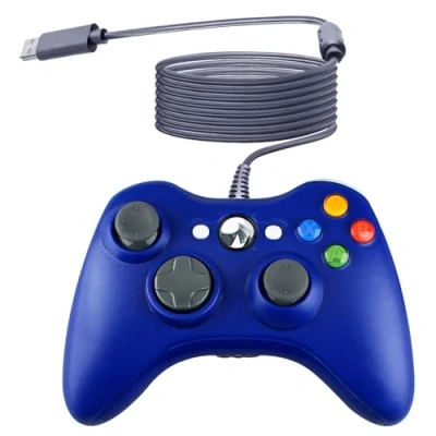 Image de OSTENT Manette de Jeu USB Filaire pour Console Microsoft Xbox 360 Windows PC Ordinateur Portable vidéo Couleur Bleu