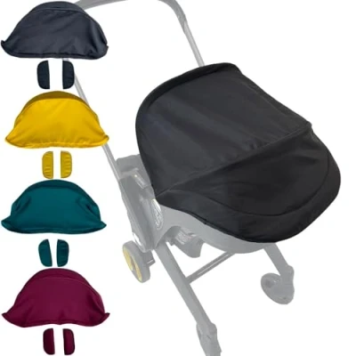 Image de Brogtorl Auvent de poussette, pare soleil en textile compatible avec siège auto et poussette Doona (Noir)
