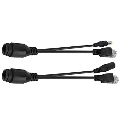 Image de Aiggend POE Splitter, 12V Câble Ethernet étanche Powered Splitter Passif Injector (Couleur : Black)