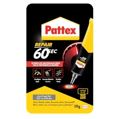 Image de Pattex 60sec. colle universelle, tube de 20 g universelle pour les réparations domestiques, rapide en seulement 60 secondes, forte nombreux matériaux