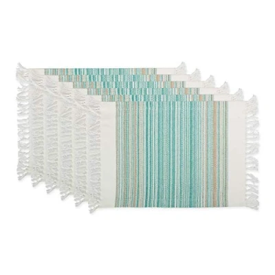 Image de DII Ensemble de Sets Table à Rayures en Coton Bleu Sarcelle 33 x 50 cm