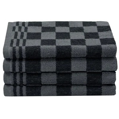 Image de ZOLLNER Set de 4 essuie Mains Cuisine en Coton 50x50 cm très absorbants et résistants lavables jusqu&#039;à 60C à Carreaux Bleus qualité gastronomique certifiés Oeko Tex®
