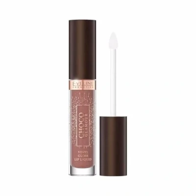 Image de Eveline Choco Glamour Gloss liquide brillant à lèvres en vinyle Formule végétalienne l&#039;extrait de cacao 1 x 4,5 ml N02 Deep Cherry Chocolat