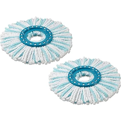 Image de Leifheit lot de 2 têtes rechange Clean Twist Disc Mop micro duo, tous types sols, absorption complète la saleté grâce au système à fibres, microfibre absorbante, franges remplacement