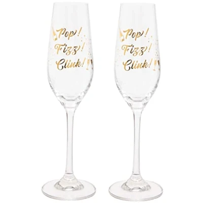 Image de Maturi Lot de 2 flûtes à champagne &#039;Pop, Fizz, Clink&#039; 220 ml