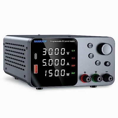 Image de Alimentation de Laboratoire 30V 5A, DC Ajustable avec Interface USB A/Type c, Bouton réglage du codeur pour la Maintenance des équipements électroniques et