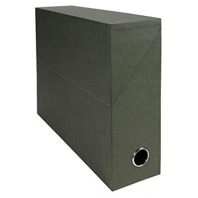 Image de EXACOMPTA Boîte transfert pâte naturelle, carton rigide recouvert de papier recyclé vert foncé, dos 9 cm