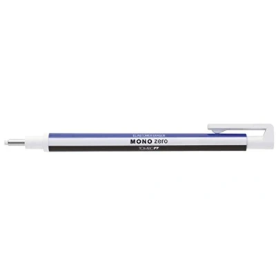 Image de Tombow EH KUR Stylo Gomme Mono zéro, rechargeable, pointe ronde 2,3mm, bleu/blanc/noir