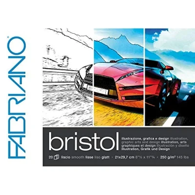 Image de Unbekannt Honsell Fabriano Bristol Block, 250 g/m², 20 feuilles, surface lisse, très effaçable, idéal pour illustrations, graphiques et design, Blanc., DIN A4