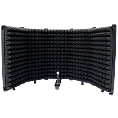 Image de Tlingt Support panneau d&#039;isolation de microphone, bouclier acoustique, microphone d&#039;enregistrement en studio, à la fois pour montage sur pied ou dessus table, noir, 5