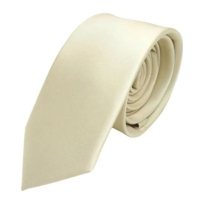 Image de ohne Markenname étroit TigerTie satin cravate en beige jaune champagne unicolor Tie