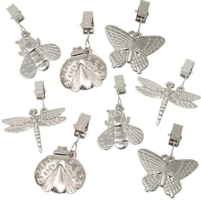 Image de ToCi Lot de 8 Pinces à nappe en alliage zinc Motif animal Argenté poids pour nappes 6,5 x 5,5 cm