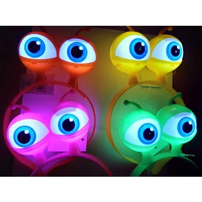 Image de Bandeau de cheveux, à LED, clignotant, motif yeux d’alien Glubsch, disponible en vert, bleu et rose, lumineux, (rouge)