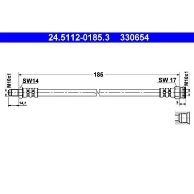 Image de ATE 24.5112 0185.3 Flexible De Frein 185 M10x1 FIAT: Panda I 3/5 portes, Stilo Multi Wagon