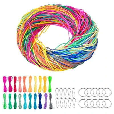 Image de 200pc Paillettes Scoubidous Kit Création Fil a Scoubidou Cordes Bricolage Bracelet Multicolore Plastique avec Clips et Anneaux Porte clés pour Faire Bracelets Colliers