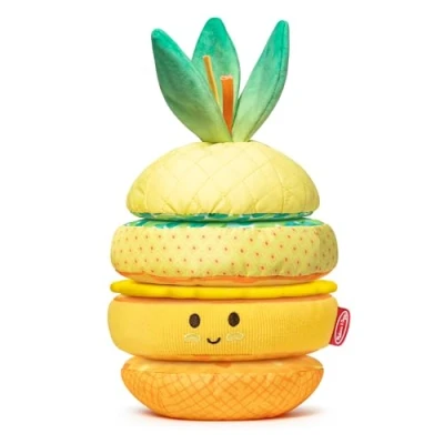 Image de Melissa &amp; Doug Ananas Jouet en peluche empilable pour bébés, d&#039;éveil multisensoriel, à empiler fille et garçon, de développement, Cadeau bébés 0 3 4 5 6 12 18 mois