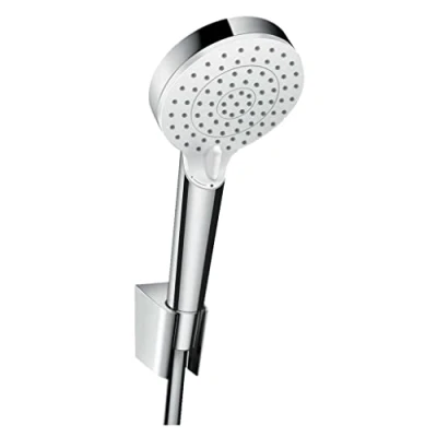 Image de hangrohe Crometta Set de douche, Ensemble douche avec douchette, support et flexible 160cm, Pommeau 2 jets, Blanc/chromé, 26692400