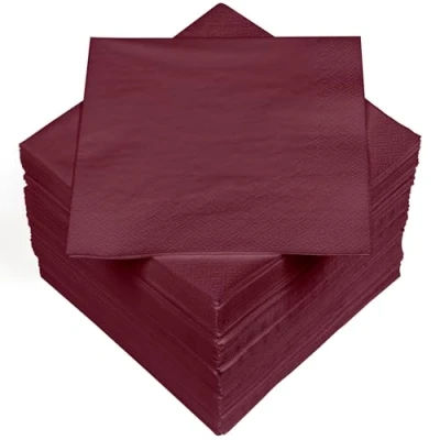 Image de HEKU Lot de 100 serviettes unies triple épaisseur, 33 x cm, qualité uniforme pour les événements et la restauration, pratiques, très absorbantes élégantes, bordeaux