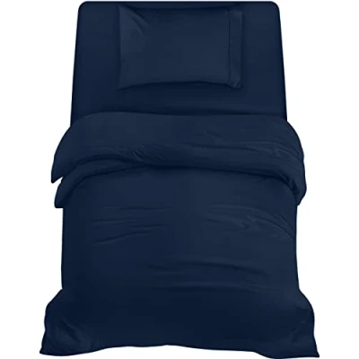 Image de Utopia Bedding Housse de Couette 135x200cm, Drap 90x190cm et Taie d&#039;oreiller 50x75cm Microfibre brossée Polyester Douce (Bleu Marine)
