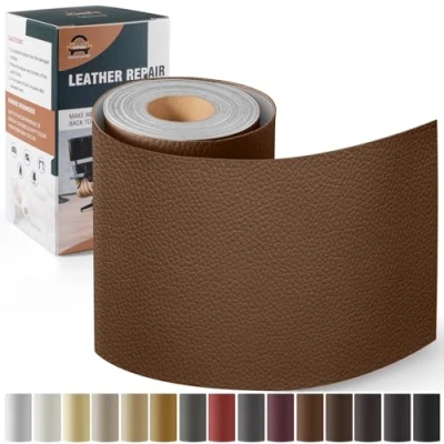 Image de Simili Cuir Autocollant, 10 x 160 cm Patch de réparation en Auto adhésif, Kit pour Sièges D&#039;auto, Canapés, Bateau, Chaises Caramel brun